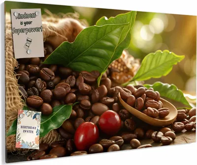 Produktbild von Magnettafel 90 x 60 cm „Rote Kaffeekirschen“ – Magnetwand aus Metall, beschreibbar mit Whiteboard-Marker – Memoboard für Küche & Büro