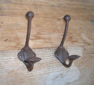 Produktbild von 2 Stück Doppelhaken, Huthaken,Garderobenhaken, Gusseisen, Wandhaken