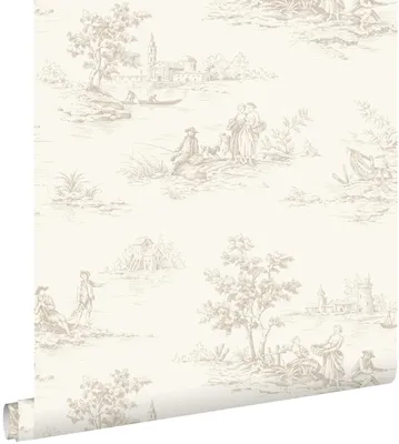 Produktbild von ESTAhome Tapete Toile de Jouy Crême-Weiß 50 x 900 cm