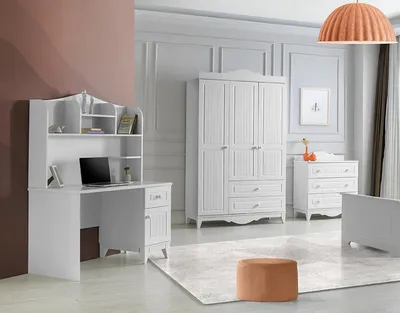 Produktbild von Set Kommode Kleiderschrank Schreibtisch Modernes Design Stilvolle Räume 3-teilig