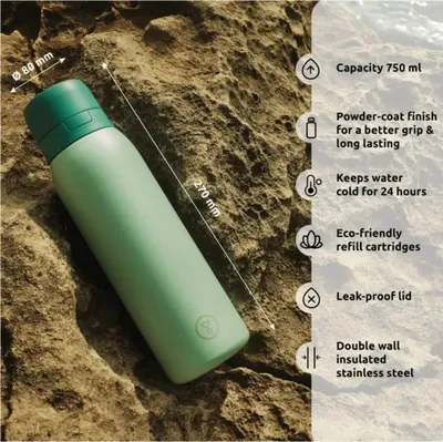 Immagine prodotto di Bottiglia filtrante per acqua isolata verde da 0,7 l Tappwater BTLPRO-G101