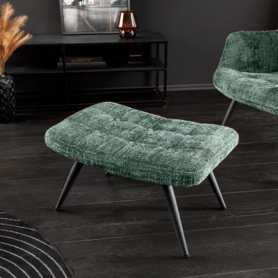 Produktbild von riess-ambiente Moderner Hocker SCANDINAVIA grün Chenillestoff Metallbeine Fußhocker Polsterhocker
