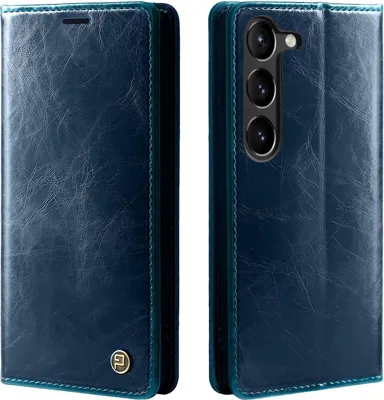 Produktbild von Handyhülle für Samsung Galaxy S23+ Kunstleder Flip Vintage Cover Hülle RFID Schutz Case Kartenfach Farbe: Blau