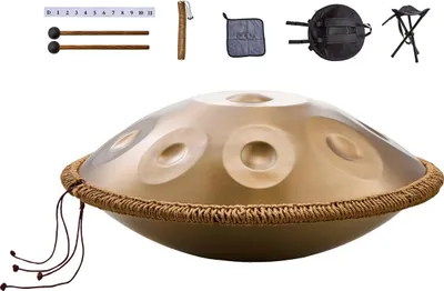 Obrázok produktu pre Handpan bubon 22 v 9 tónoch D mol oceľový ručný bubon s paličkami pre dospelých