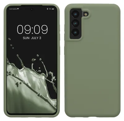 Produktbild von kwmobile Handyhülle für Samsung Galaxy S21 FE Hülle - Case Silikon - Kabelloses Laden - Schutzhülle Cover in Graugrün