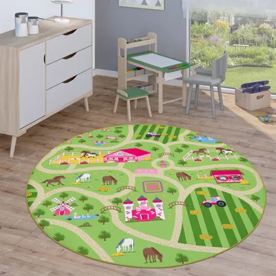 Image de Tapis pour enfants Tapis rond Tapis de jeu pour chambre d'enfant Tapis moderne Dimensions 200 cm Rond