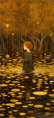 Produktbild von Wallario selbstklebende Türtapete 93 x 205 cm - Goldener Wald - Abwischbar, rückstandsfrei zu entfernen