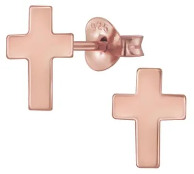 Produktbild von Kreuz Ohrstecker: 925 Silber Ohrringe Roségold