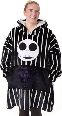 Obrázok produktu pre The Nightmare Before Christmas - Deka s kapucňou pre mužov/dámy Unisex NS8671 (jedna veľkosť) (čierna/biela)