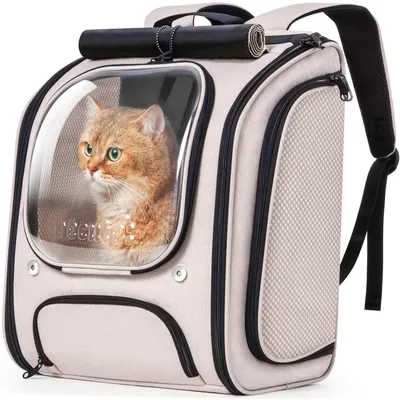 Produktbild von Katzentragetasche Katzenrucksack - Khaki - Größe L - Für Reisen und Tierarzt