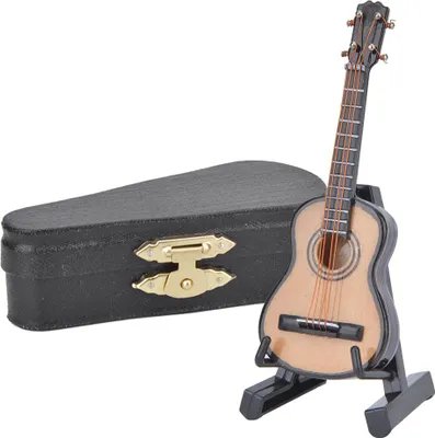 Produktbild von Miniatur-Klassikgitarrenmodell, Mini-Holzdekoration, Musikinstrumentenmodell, 8 cm