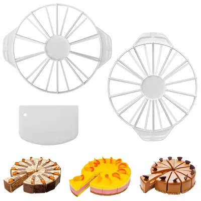 Produktbild von Torteneinteiler - 2 Stück für 10/12/14/16 Stücke - Kuchenschneider zum Portionieren - Weiß