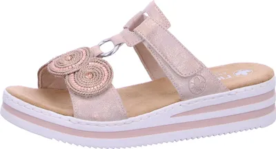 Produktbild von Rieker Damen Pantolette mit Strass und Metallic Schimmer V0200, Größe:37 EU, Farbe:Rosa