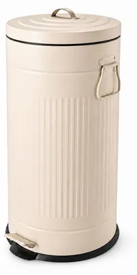 Produktbild von Relaxdays Mülleimer, 30 Liter, Küche, entnehmbarer Inneneimer, Fußpedal, Softclose, Metall, Retro  Tretmülleimer, beige