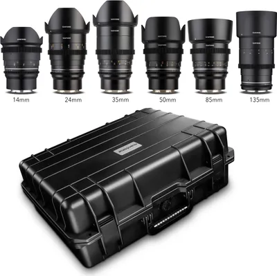 Produktbild von Samyang MF 14mm/24mm/35mm/50mm/85mm/135mm MK2 VDSLR Videoobjektive Kofferset für Sony E (1023200)