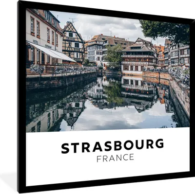 Produktbild von MuchoWow® Gerahmtes Poster Frankreich - Wasser - Häuser 40x40 cm - Poster mit Schwarzem Bilderrahmen Wandposter Rahmen Foto Bilder - Mit Rahmen - Wanddekoration Schlafzimmer