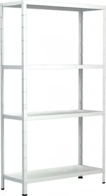 Produktbild von Schulte Regalwelt Steckregal mit 4 PowerMAX Fachböden, 65 kg Tragkraft, 180x90x40 cm (HxBxT), weiß (Lagerregal, Werkstattregal, Kellerregal, Garagenregal, Metallregal