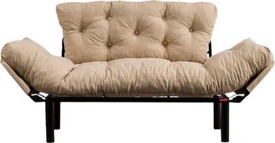 Produktbild von Hanah Home, Nitta - Cream, Schlafsofas, 2-Sitzer-Schlafsofa, Creme, Mikrofaser, 155 x 85 x 70 x cm