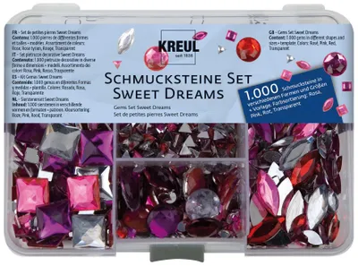 Edelsteinset, 1000 Steine, 3 Farben, verschiedene Formen, für Deko