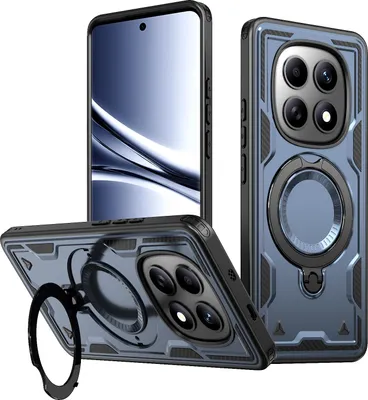 Produktbild von Dual Layer Hülle für Xiaomi Redmi Note 15 5G/4G mit Ring Ständer Magnetisch Stoßfest Handyhülle Blau