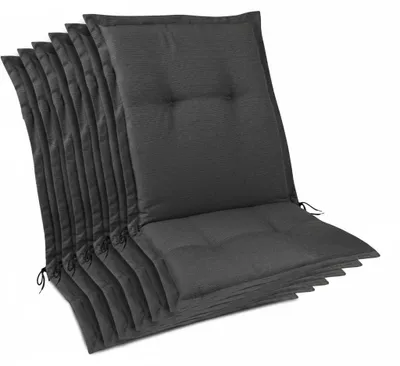 Image de Lot de 6 coussins d'assise Beautissu Premium pour chaises de jardin à dossier bas, 105 x 50 x 7 cm, anthracite