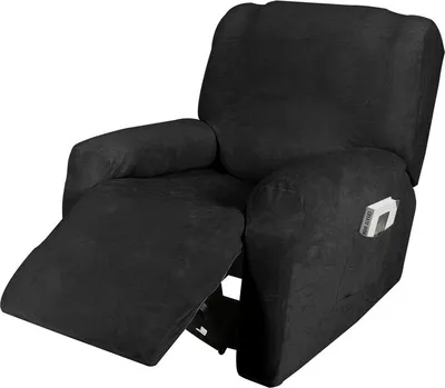 Obrázek produktu pro 4 ks Stretch Recliner Sofa Slipcover Chránič nábytku pro 1 sedací polštář, černý