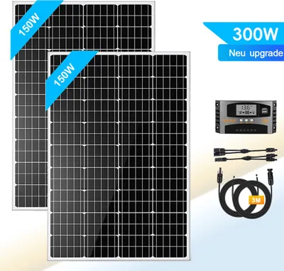 Produktbild von 300W Watt 12V Solarpanel Set Solarmodul Solaranlage Komplettpaket Inselanlage Wohnmobil Garten Camping