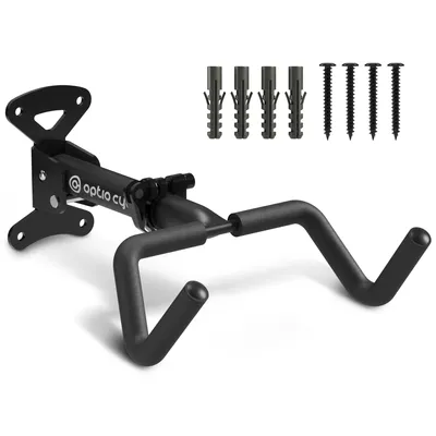 Produktbild von Optio Cycle Fahrrad Wandhalterung – Stabile Fahrradaufhängung Klappbar bis 25kg | Verstellbare Fahrradhalter Wand für MTB, Rennrad, E-Bike, Citybike