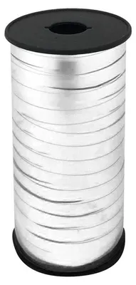Produktbild von Geschenkband / Ballonband / Polyband / Kräuselband - metallic silber 92m