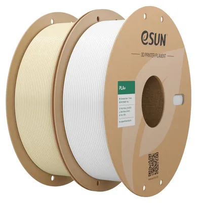 Immagine prodotto di Filamento eSUN PLA+ da 1,75 mm, colore bianco osso e bianco freddo, confezione da 2 kg