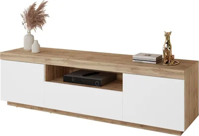 Produktbild von TV-Schrank YOSHI Auf dem Sockel Eiche Wotan/ Weiß