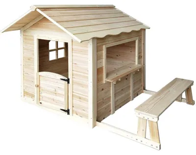 Produktbild von HOME DELUXE -Spielhaus DER GROßE PALAST - Natur mit Bank  -  Holz