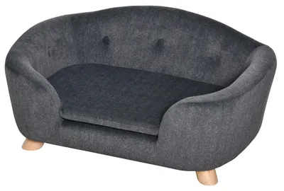 Produktbild von PawHut Haustiersofa Hundematte Katzen Sofa mit Kissen Plüsch Dunkelgrau