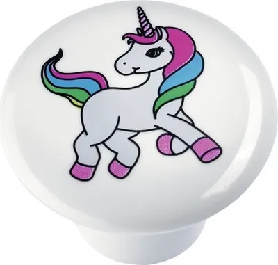 Produktbild von Möbelknopf Kunststoff weiß Ø 32 mm Einhorn, 1 Stück