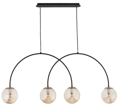 Zdjęcie produktu dla Lampa wisząca BENDO czarno-bursztynowy-złota 4xE14x10W metal wym:95x105x15cm IP20 Alfa