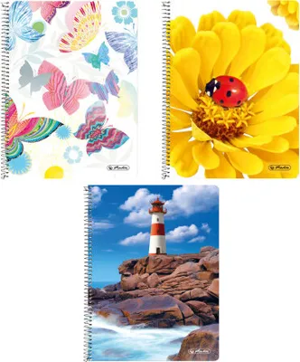 Produktbild von 3x Herlitz Collegeblock / DIN A5 / Spiralblock / kariert / 3 verschiedene Motive