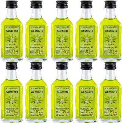 Produktbild von Krugmann 10 x Waldmeister Likör 15% Vol 20 ml Fun-Shot Alkohol Kurzer