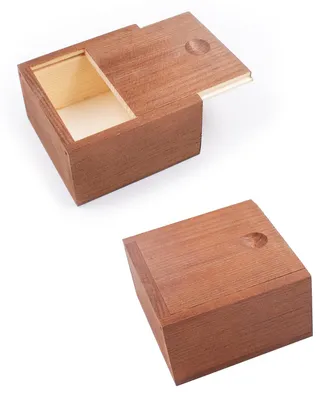 Image de Omgoods - Coffret cadeau en bois avec couvercle coulissant, lot de 2