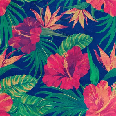 Produktbild von Royal Samt Stoff Polyester Zum Nähen - Motiv Hibiskusblüten 1