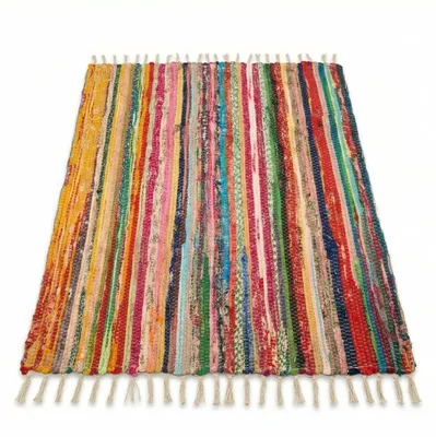 Chindi-Teppich 140x200 cm, mehrfarbig, recycelte Baumwolle, handgefertigt