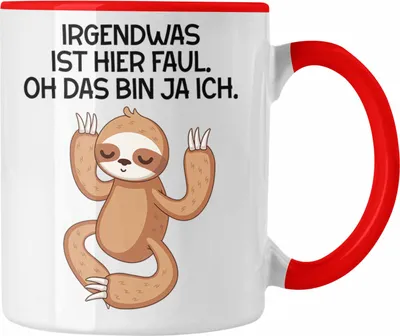 Produktbild von Trendation - Faultier Grafik Tasse Lustiger Spruch Bürotasse mit Spruch Geschenk Kollege Kollegin Faul (Rot)
