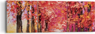 Produktbild von Bild auf Leinwand - Leinwandbild - 3 Teile - Herbst Park Allee - 90x30cm - Wand Bild - Wanddeko - Wandbilder - Leinwanddruck - Bilder - Wanddekoration - Leinwand bilder - Wandbild - CA90x30-4292