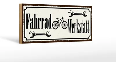 Produktbild von Holzschild Hinweis 27x10cm Fahrrad Werkstatt