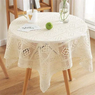 Immagine prodotto di Tovaglia all'uncinetto in cotone beige 85x85 cm