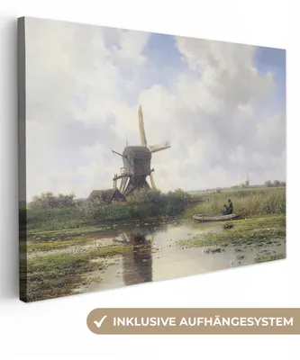 Produktbild von MuchoWow® - Leinwandbilder - Mühle - Willem Roelofs - Alte Meister - Kunst, Wandbild, Wanddeko Bilder Wohnzimmer, 120x90 cm