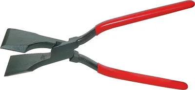 Produktbild von STUBAI Eck-Falzzange 60/280 mm mit eingelegtem Gewerbe & Führungslagerring – aus C45 Kohlenstoffstahl, spezialvergütet, rote Kunststoffgriffe, Falzzange für schwer zugängliche Stellen – 282451