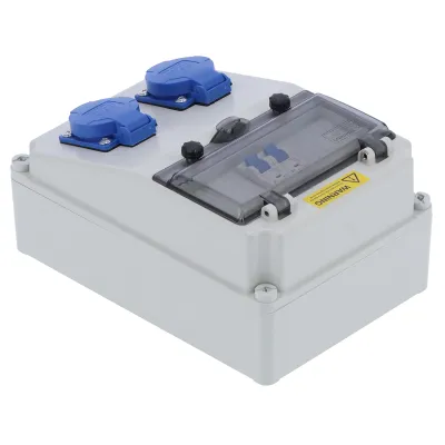 Produktbild von Wandstromverteiler mit 2 Positionen für Außenbaustellen Stromkasten 16A 220-250V