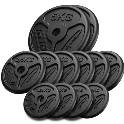 Obrázek produktu pro Marbo Sport 30 kg sada štíhlých litinových závaží Litinové závaží s otvorem ø30/31 mm / 4 x 1,25 kg, 6 x 2,5 kg, 2 x 5 kg
