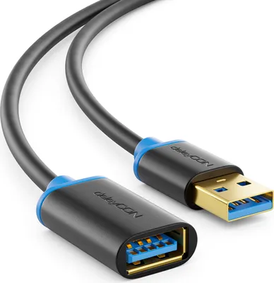 Produktbild von deleyCON 2m USB 3.0 Super Speed Verlängerungskabel - USB A-Stecker zu USB A-Buchse - USB 3.0 Super Speed Technologie bis zu 5 Gbit/s - Schwarz/Blau