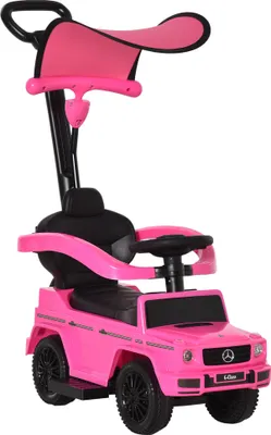 Produktbild von HOMCOM Rutscher für Kinder mit Führerschein, Mercedes G350, Rutscherauto für Kinder von 1–3 Jahren, mit Hupe, abnehmbarem Verdeck und Handlauf, Belastung 25 kg, 85,5 x 40,5 x 95 cm, Rosa